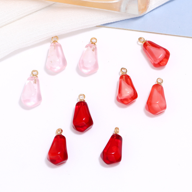Resin Art Earrings - 10 adet Nar Çekirdeği Reçine Kolye