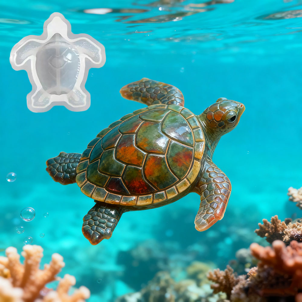Resin Art Beach - 3D Deniz Kaplumbağası Epoksi Reçine Kalıbı