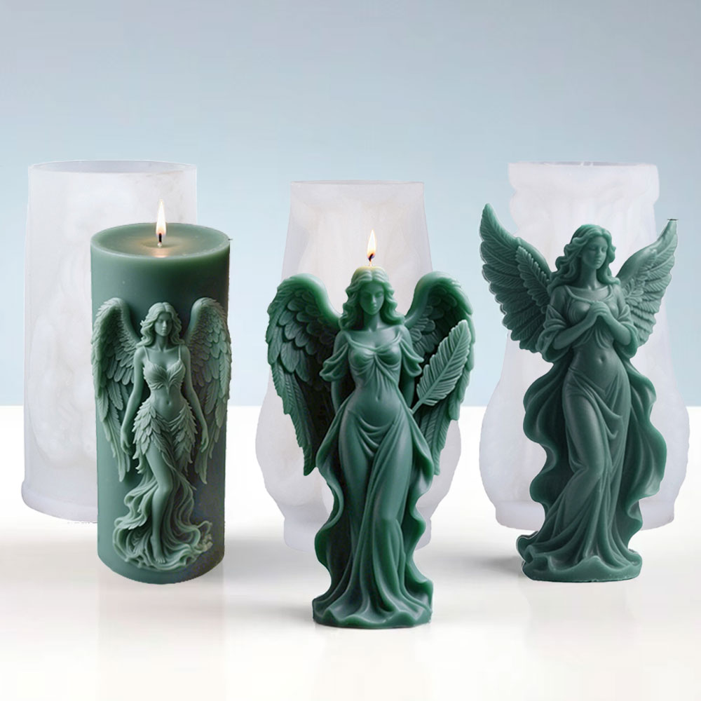 Resin Art Furniture - Kanatları Tanrıça Kokulu Silikon Mum Kalıp