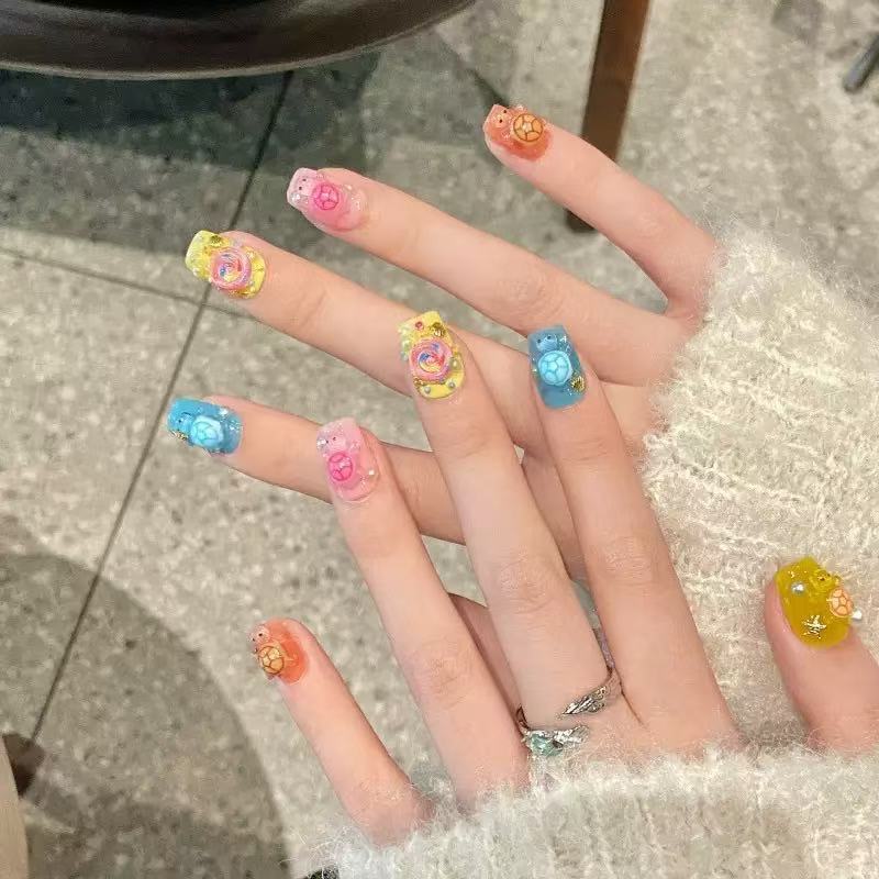Resin Art Things - 100 Mini Renkli Kaplumbağa Reçine Süsleri