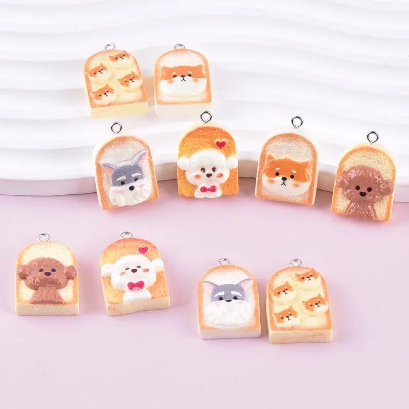 Resin Art Things - 10 adet sevimli tost köpek reçine