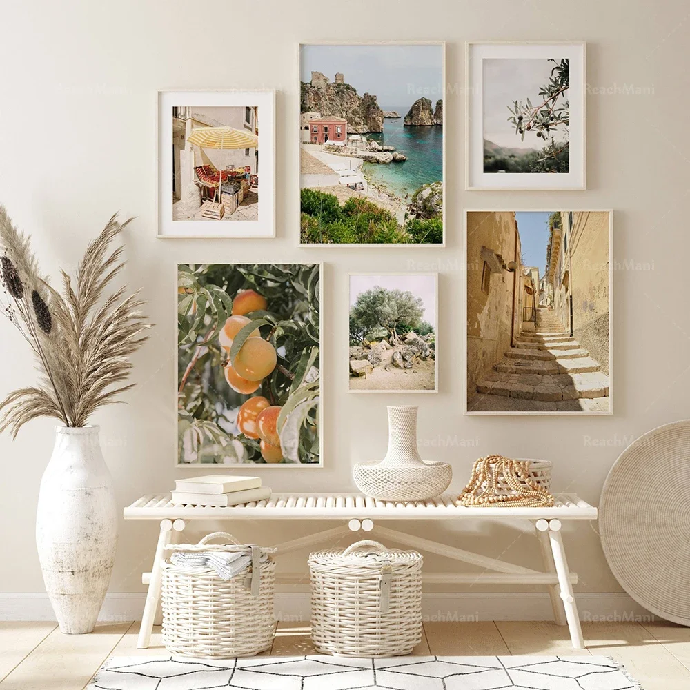 Resin Art Beach - Sicilya Baskısı İtalyan Şehri Kırsal Bölge