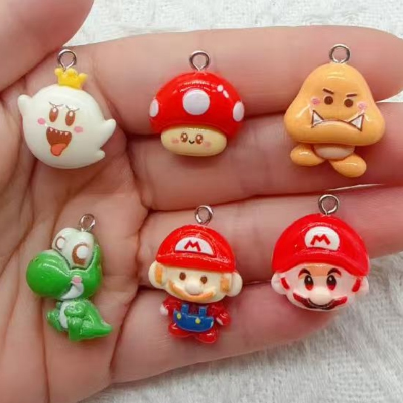 Resin Art Earrings - 10 adet reçine karikatür kolye ucu,