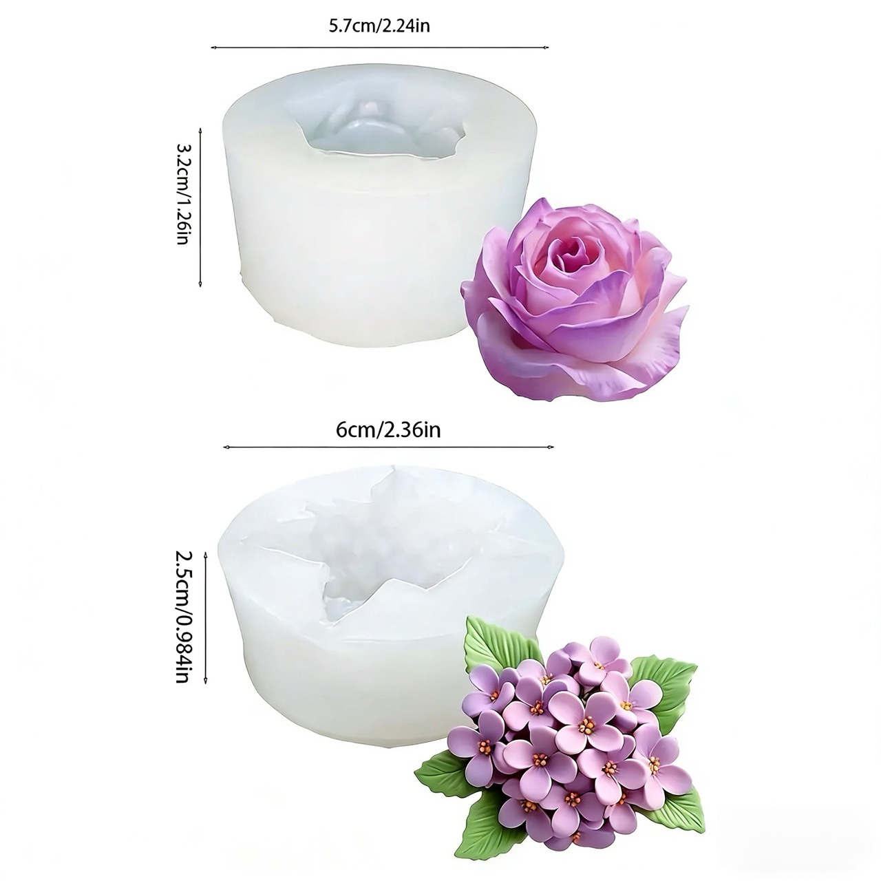 2 Adet 3D Gül Leylak Çiçeği Si - Resin Art Design incelemesi ve fiyatı